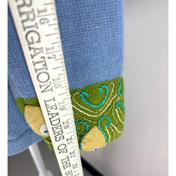 Storybook Knits Women's Blue/Green Button Up Cardigan Sweater Embracing Peacocks - Picture 8 of 12
